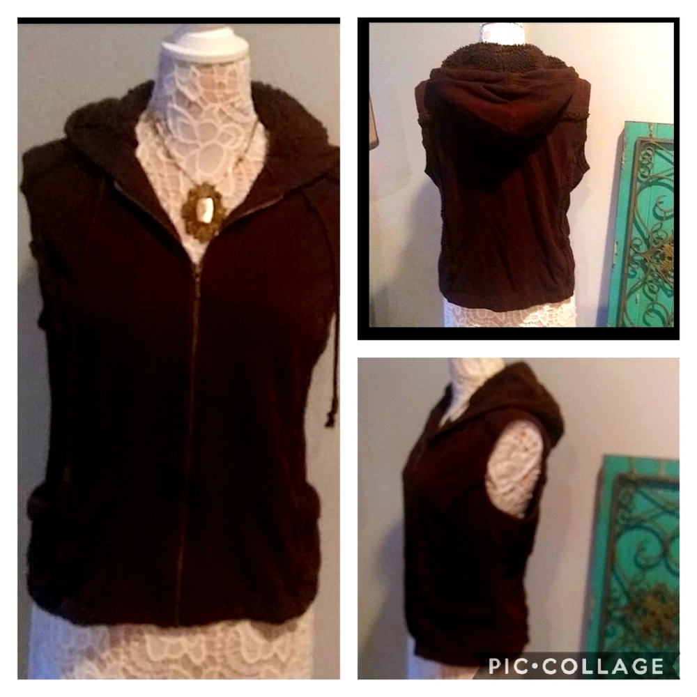 🌹Zenergy brown furry hooded vest